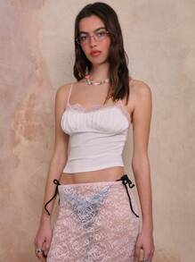 COUREZ Top canotta in pizzo/Outfit estivi da donna/Top estivi per uscire/Casual/Stile Y2K per vacanze e tempo libero/Vintage - Multicolore - Visualizzare 5