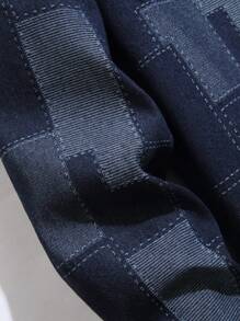 Manfinity Homme Men's Patchwork Pattern Long Sleeve Single-Breasted Casual Loose Denim Jacket - Multicolor - View 6