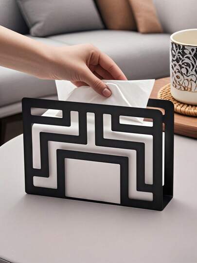 1pc Stainless Steel Hollow Napkin Holder - Inch Modern Tissue Display Stand For Kitchen Counter & Dining Table Commercial-Grade Napkin Rack Organizer With Decorative Cut-Out Design Multi-Space Storage For Restaurant, Bathroom, Dorm, Coffee Bar Rustproof Home Decor & Party Supplies