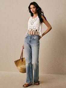 Poéselle 夏日假期镂空钩针针织无袖上衣 - 白色 - 查看 5