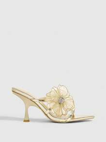 CUCCOO SZL Women's Fashion Thin Strap Open Toe Lightweight 3D Floral Sexy High Heel Sandals