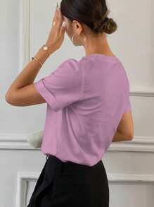 Livesso Camiseta Feminina Lisa, Estilo da Moda Adequado para o Verão