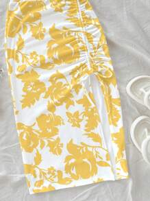 Soleia 2 Stücke Set mit Camisole und Minirock für Damen mit Blumenmuster, lässige Sommer-/Urlaubskleidung