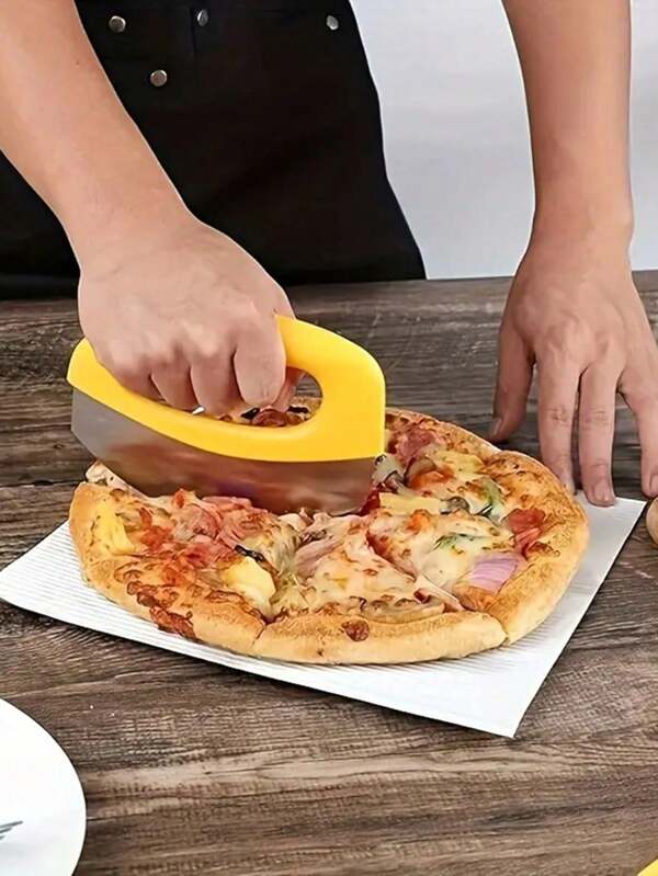 SHEIN 1pc Extra Sharp Stainless Steel Pizza Cutter With Swing Arm, Cover And Protective Cover - Multi-Purpose Vegetable And Salad Chopper, Multi-Purpose Baking Tool