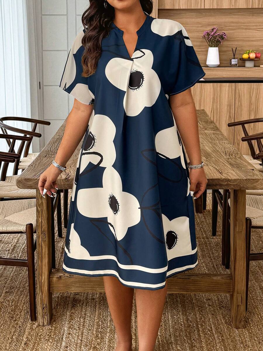 EMERY ROSE 大码夏季休闲花卉印花连衣裙 - 彩色 - 查看 1