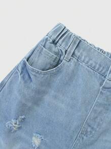 Jeans vaqueros desgastados de color claro versátiles y casuales para niños preadolescentes, adecuados para uso diario y exterior
