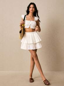 Poéselle Women's Solid Color Minimalist Casual Shorts, Suitable For Summer