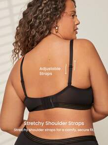 LUVLETTE Plus Sexy Lingerie Lounge Curve Sheer Full Coverage Unlined Lace Elegance Chic & Cozy Minimizer Black Bra