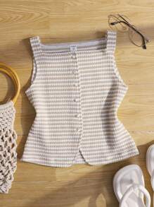 SHEIN Áo thun vải jacquard ôm dáng thoải mái, trang phục thường ngày dành cho các cô gái tuổi teen. - Nhiều màu - Xem 3