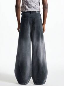 NEON BLANC Men's Streetwear Style Long Loose Woven Relaxed Fit Black Jeans