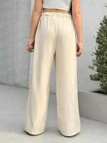 SHEIN Leap Crew Nova Glow Tween Girls Casual Fashionable Versatile Apricot Straight Leg Pants, Suitable For Spring And Summer - Apricot - View 2