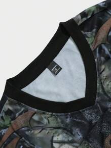 Manfinity EMRG 2pcs Men Summer Casual Letter Print Round Neck Short Sleeve T-Shirt And Shorts Set Men's Two Pieces Set Men 2 Pieces Short Set