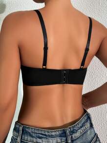 SHEIN Sujetador sin aros cómodo y casual de copa suave, minimalista y sin costuras, ropa interior femenina