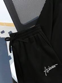 SHEIN 2pcs/Set Teen Boys Casual Comfortable High Cost-Performance Letter Print Short Sleeve T-Shirt And Shorts, Urban Casual Style