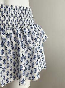 Elamini Women Drawstring Waist Minimalist A-Line Skirt, Suitable For Summer - Blue - View 5