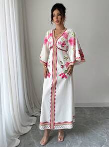 Yasmyna Women's Elegant Floral Print Bell Sleeve Dress Women Casual Dress - Multicolor - View 5