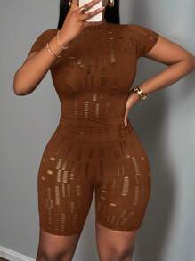 Slaydiva Women Two Pieces Outfits For Daily Wear - Brown - View 6
