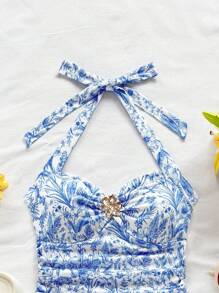 Soleia 泳池派对岛屿度假夏季，图案 T 恤女式狂欢外出上衣抹胸夏季上衣女士简约露背背心，适合夏季