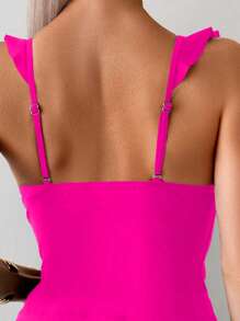 SHEIN Swim 女士夏季性感细肩带比基尼套装 - 玫紅色 - 查看 3