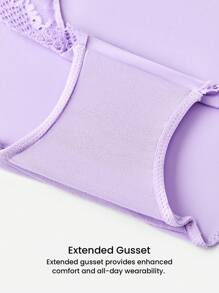 LUVLETTE Mid-Rise Basic Lace Lingerie Sheer Patchwork Purple Panty Underwear For Women - Lilac Purple - View 8