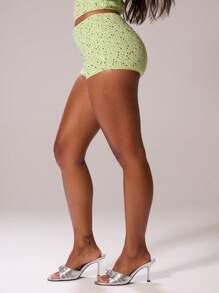 MUSERA Pantalones cortos de punto con lentejuelas de talle bajo, micromini, sexy, para vacaciones, verano, festivales, playa, romántico, elegante, cumpleaños, rave, cover up, amanecer de tequila, otoño, invierno