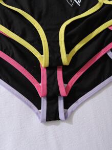 Set de 3 piezas de ropa interior para niña preadolescente con diseño de corazón de bloques de color