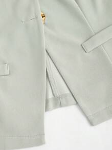 Sweetra French Simple Basic Metal Large Button Sleeveless Women Thin Blazer - Green - View 4