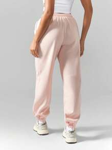 Missguided x Playboy Pantalones jogger cómodos de felpa, pantalones de descanso atléticos, cintura elástica, tobillos con puño, para invierno, otoño, entrenamiento, correr, gimnasio, estilo casual urbano