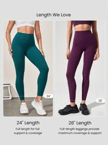 GLOWMODE 28" FeatherFit™-Sculpt Tummy Control Leggings Medium Impact Workout Jogging Gym Training Fall Winter - Cherry Cola - View 5