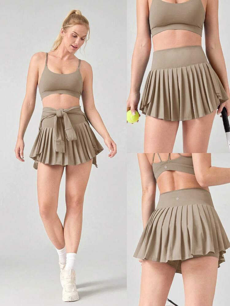 Ace Flex Tummy Control Pleated Tennis Skirt With Built-In Shorts Side Pockets Tennis Golf Daily Spring Summer