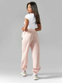 Missguided x Playboy Pantalones jogger cómodos de felpa, pantalones de descanso atléticos, cintura elástica, tobillos con puño, para invierno, otoño, entrenamiento, correr, gimnasio, estilo casual urbano