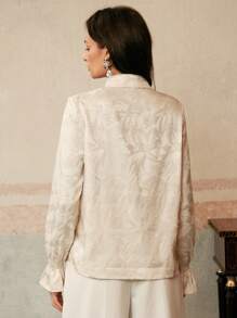 Anewsta Blusa elegante y romántica con decoración de perlas, casual y elegante para brunch, primavera y verano