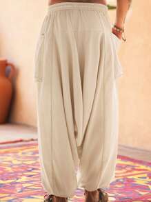 Manfinity VCAY Men's Casual Woven Loose Drawstring Ankle-Length Pants