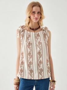 Florisole Top canotta da donna casual estiva con laccetti, modello con ricamo, ampio e comodo