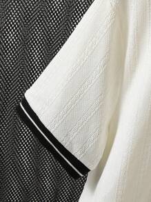 Teen Boy Colorblock Flat Knit Striped Short Sleeve Polo Shirt