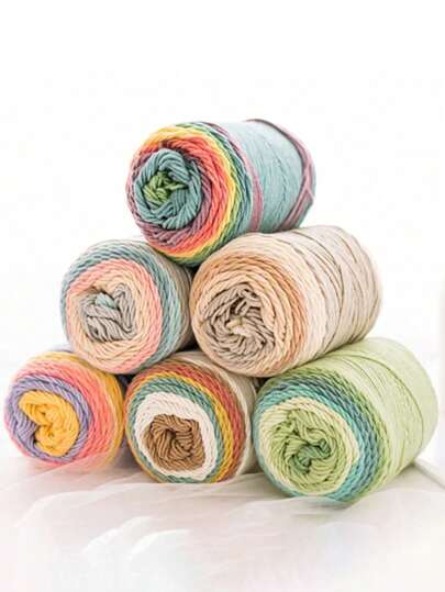 100g/Rollo Hilo de arcoíris, hilo teñido por segmentos de 5 hebras, hilo hecho a mano DIY para suéter, sombrero, bufanda, cojín de sofá, torta de hilo 193M