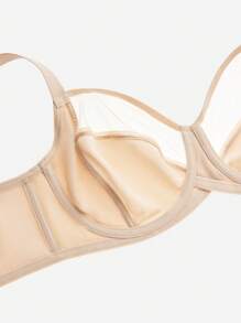 LUVLETTE Nude Unlined Full Coverage Side Support Mesh Sheer Basic Breezy Comfort Minimizer Bra - Apricot - View 9