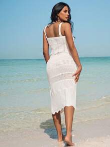 SHEIN Robe de plage pour femme, coupe ajourée, jupe et Top d'été