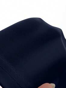 DAZY Kaos Dalam Wanita Lengan Pendek Kerah Bulat Pas Badan Warna Polos, Pakaian Kembali ke Sekolah Atasan Gaya Preppy - Navy Blue - View 7