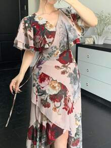 DAZY Women's Colorful Floral Print Mid-Length Dress, Spring/Summer - Multicolor - View 4