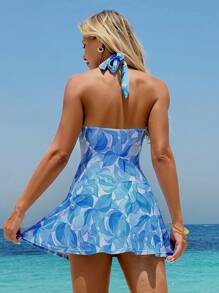 Swim Lushoire 1pc Women Sexy One-Piece Swimsuit With Random Printed Design, Beach Wear For Summer Beach Vacation