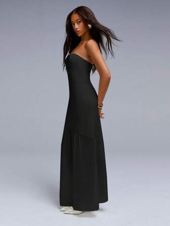 Athîral 女式纯色荷叶边下摆连衣裙