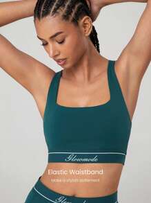 GLOWMODE Powersculpt™ schweißableitende Sporttop mit kühlendem Griff, hoher Stretch, Kontraststreifen, Cross-Design, Multi-Riemen, High-Impact für Training, Laufen, abnehmbare Cups