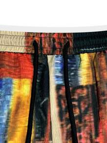 Manfinity RSRT Men Pants,Men's Color Block Patchwork Pants Trousers Mid Waist Drawstring Elastic Waist Hawaiian Casual Outdoor Party Evening Wear Holiday Straight Leg Trousers Summer Spring Fall 3D Print Men S Clothes Men Pants Patchwork Jeans Men Clothing Men Pants Boho Pants Men