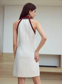 MOTF STUDIO Kontrastbesatz ärmelloses Kleid - Khaki - Übersicht 5