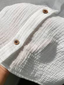 Comfortcana Bộ trang phục 2 món áo sơ mi trắng và quần short mùa hè cho nữ' - trắng - Xem 6