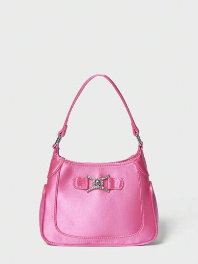 SHECARRY Women Top Handle Bags,Satin,Summer Autumn Holiday , For Dinner/Dating/Party/School/Travel/Commute/Shop Bag ,Dopamine Style ,Women Top Handle Bags,Quilt Bag, Solid Color ,Portable,Lightweight, For Party ,For Outdoors/Outings/Travel Party, Back To School For Students