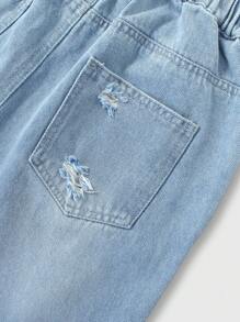 Jeans vaqueros desgastados de color claro versátiles y casuales para niños preadolescentes, adecuados para uso diario y exterior