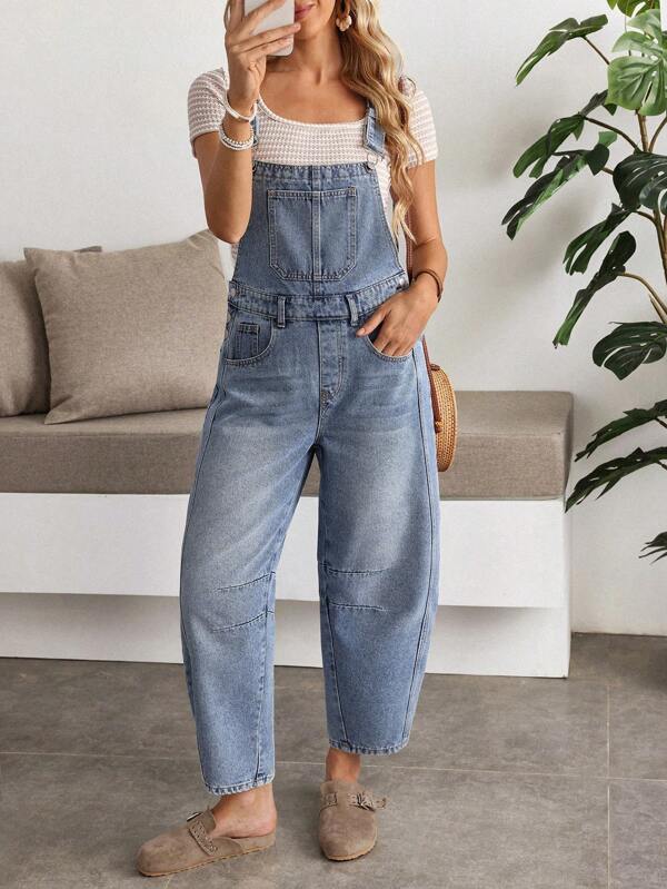 EMERY ROSE Peto vaquero de mujer con peto y tirantes, atuendo de moda de verano
