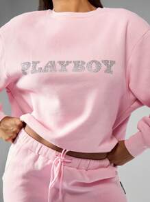 Missguided x Playboy MISSGUIDED Diamant Hasen Zweiteiler Trainingsanzug